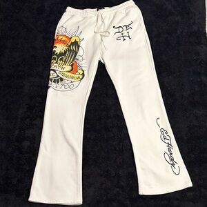 Ed Hardy White Flared sweatpants • Size M